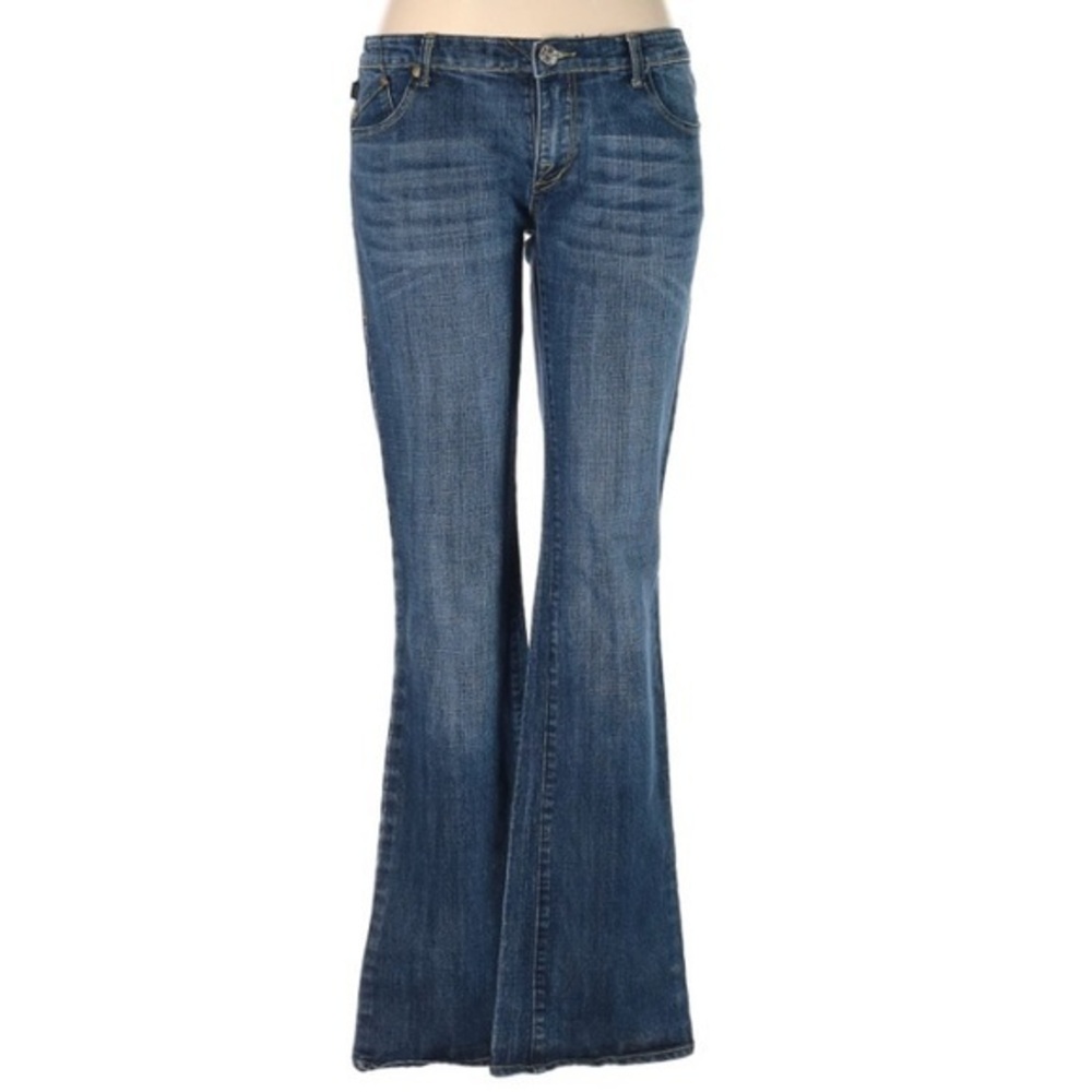 Rock & Republic sz 33 blue stretch flare leg jeans